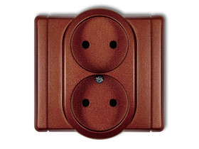 FLEXI Gniazdo podwójne bez uziemienia (przesłony torów prądowych) brązowy metalik 9FGP-2p KARLIK
