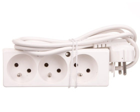 Przedłużacz 3-gniazda z/u 10A 1,5m /OMY 3x1/ biały PS-370 T-105390