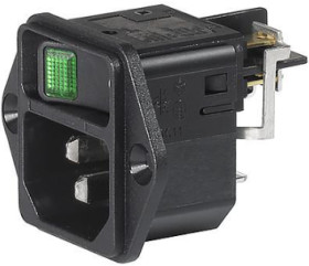 Combination element plug C14, 3 pole, screw mounting, plug-in connection, black, DC11.0031.001