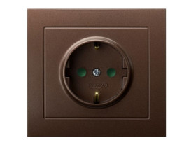 KIER Gniazdo pojedyncze z uziemieniem schuko z przesłonami torów prądowych brązowy metalik GP-1WSP/52 OSPEL