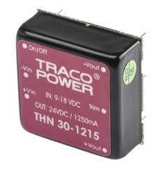 Przetwornica DC-DC, 30W, Uwe 9 → 18 V DC, Uwy 24V dc, Iwy 1.25A, TRACOPOWER