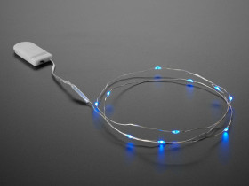 Wire Light LED Strand - 10 Blue LEDs + Coin Cell Holder [Discontinued]