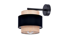 Kinkiet W Stylu Boho Gato, Podwójny Abażur E27 Czarno-Beżowy K-5234 Kaja...