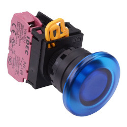 YW1L-A4E01Q3S Blue 12V illuminated 22mm Mushroom Maintained Push Button Switch NC IP65 IDEC