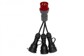 Reduktor - wtyczka siłowa 16/5 +3x OW 3x1,5mm2 0,25m +3x gniazdo gumowe