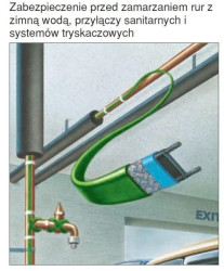 Samoregulujący przewód grzejny Raychem FROSTOP GREEN, układany na rurach 10 W/m w temp. 5C, ochrona rur z wodą przed zamarzaniem