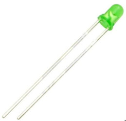 Dioda LED 3mm zielona dyfuzyjna - migająca, jasność 40-80mcd