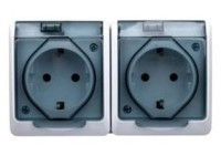 GAC250GE-NTHX2 Gniazdo 230V - standard niemiecki (schuko) - 3 biegunowe 16A, 230V natynkowe, hermetyczne, podwójne