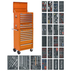 Sealey SPTOCOMBO1 Tool Chest Combi 14 Drawer BB Runners Orange &amp; 1179pc Tool Kit