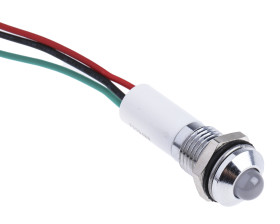 Lampka kontrolna do montażu panelowego 24V dc 8mm LED Chrom Wyprowadzenia RS PRO