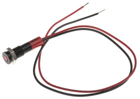 Lampka kontrolna do montażu panelowego 24V dc, czerwona 6mm LED Wyprowadzenia RS PRO
