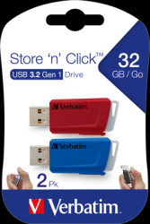 USB stick, 32 GB, with sliding mechanism, USB 3.2, red/blue, Verbatim 49308