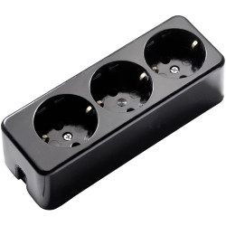 Martin Kaiser 638/sw Multi-receptacle 250V Black IP20 Re-connectable Type F