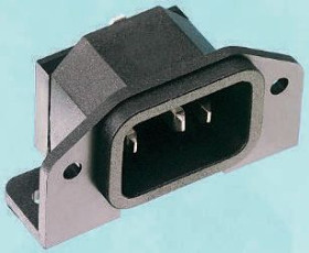Złącze IEC IEC C14 Montaż panelowy, montaż na płytce drukowanej Męski 10A Kąt Proste liczba bezp None Lutowane Bulgin