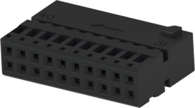 Socket, unequipped, 20 pole, straight, 2 rows, black, 1-968322-1