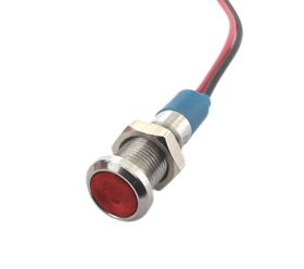 Kontrolka LED 8mm czerwona metalowa12V