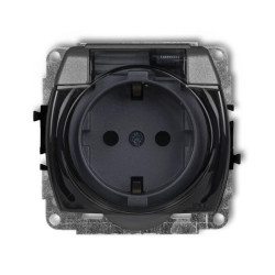 TREND Gniazdo bryzgoszczelne z/u SCHUKO (klapka dymna) grafitowy 11GPB-1sdp