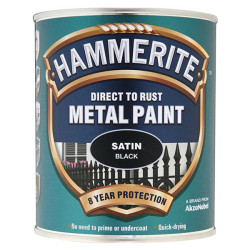 Hammerite 5092829 Direct to Rust Satin Finish Metal Paint Black 750ml
