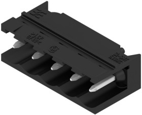 Pin header, 5 pole, pitch 5 mm, angled, black, 1796960000