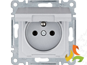 LUMINA Gniazdo pojedyncze z uziemieniem i pokrywą srebrne WL1122 HAGER