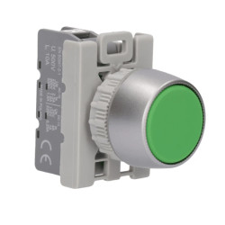 Przycisk sterowniczy z guzikiem krytym 10A z samopowrotem IP65 ZIELONY SP22-KZ-10