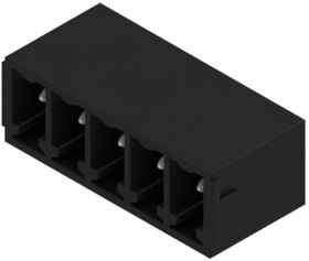 Pin header, 5 pole, pitch 3.81 mm, angled, black, 1036860000