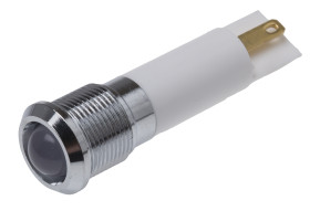 Lampka kontrolna do montażu panelowego 24V ac/dc, biała 12mm LED Chrom Końcówka lutownicza RS PRO