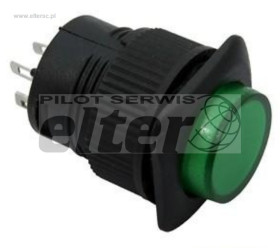 Przeł. przycisk. kw. ON-OFF 3A podśw. 250V Ziel.