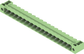 Pin header, 18 pole, pitch 5.08 mm, angled, green, 1324830000