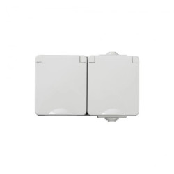 Gniazdo zasilające podwójne francuskie z ochroną styków TEKNO IP65GR GN1x2P+Z hermetyczny natynkowy IP65 szary 39224