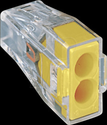 773-102 Junction box connector, 2.5 mm², 2 conductors, yellow, transpare