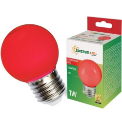 LED KULKA E-27 230V 1W CZERWONY SPECTRUM