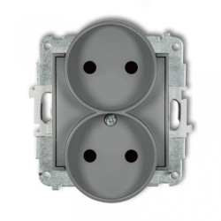MINI Gniazdo podwójne b/u z przesłonami szary mat 27MGPR-2p