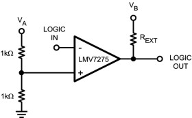 Single low voltage, push-pull comparator