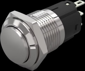 Vandal-proof pushbutton switch, silver, unlit , mounting Ø 16 mm, IP65/IP67, 82-4161.2000