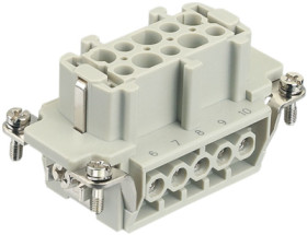 Socket contact insert, 10B, 10 pole, equipped, screw connection, with PE contact, 09330102701