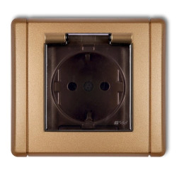 FLEXI Gniazdo bryzgoszczelne z/u SCHUKO (klapka dymna) złoty metalik 8FGPB-1sdp