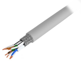 Przewód S/FTP Cat 6 Cu 27AWG PVC 100m szary