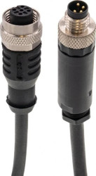 VK06F003 Kabel do oświetlenia kamery w trybie ciągłym, gniazdo M12 4-stykowe proste, wtyczka M8 4-stykowa prosta, 0,6 m