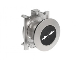 Metalowy przycisk płaski fi30mm kryty samoczynny powrót z symbolem STRZAŁKI DO ŚRODKA Czarny LPFB1512