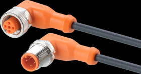 Sensor actuator cable, M12 cable plug, angled, A to M12 cable socket, angled, A, 5 pole/4 pole, 1 m, PUR, black, 4 A, EVC032