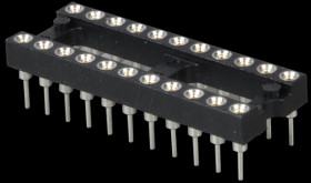 IC socket, 22-pin, super flat, turned, gold-plated