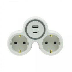 Rozgałęźnik dwukrotny 2x gniazdo wtyczkowe z/u schuko 1xUSB A 1xUSB C R-21WS/S/B W-72010