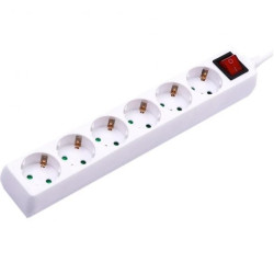 Przedłużacz VT-1116 6 gniazd z włącznikiem (3G1.5MM2 X 5M) Biały 8769