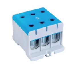 Blok rozdzielczy ‑ odgałęźny 3 ‑ polowy 35-150mm2 niebieski montaż płaski FJ-E150/3/B 1000070