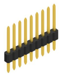 Pin header, 9 pole, pitch 1.27 mm, straight, black, 10060093