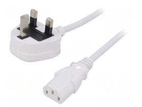 SN23-3/10/1WH Kabel: 3x1mm2, BS 1363 (G) wtyk,IEC C13 żeński, 1m, 3A
