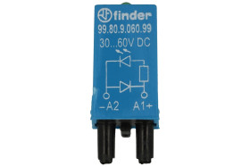 Moduł; sygnalizacyjny; zabezpieczający; 99.80.9.060.99; 28÷60V; DC; zielony; polaryzacja A1+; do gniazda; niebieski; Finder; RoH