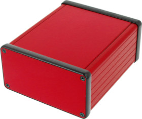 Aluminum enclosure, (L x W x H) 120 x 103 x 53 mm, red, IP54, 1455N1201RD