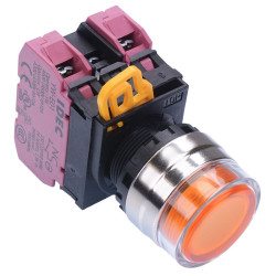 YW4L-MF2E02Q3A Amber 12V illuminated 22mm Metal Bezel Momentary Shrouded Push Button Switch 2NC IP65 IDEC